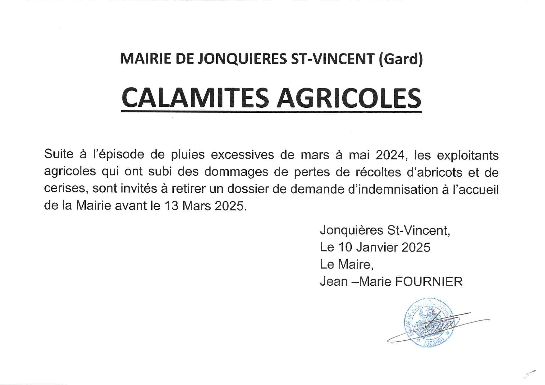 Fortes Pluies Calamit Agricole Et Dossier Dindemnisation